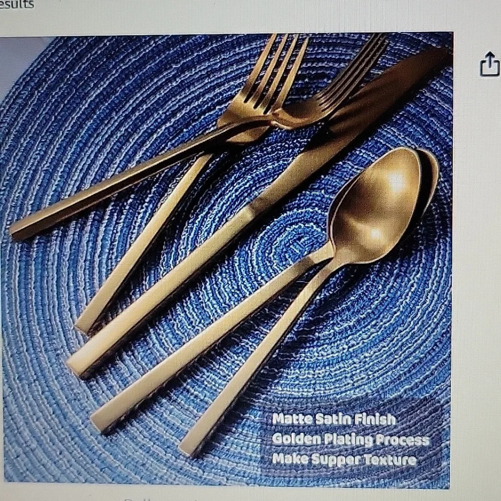 Alata Cube Golden 20 piece forged silverware set stainless steel flatware New
